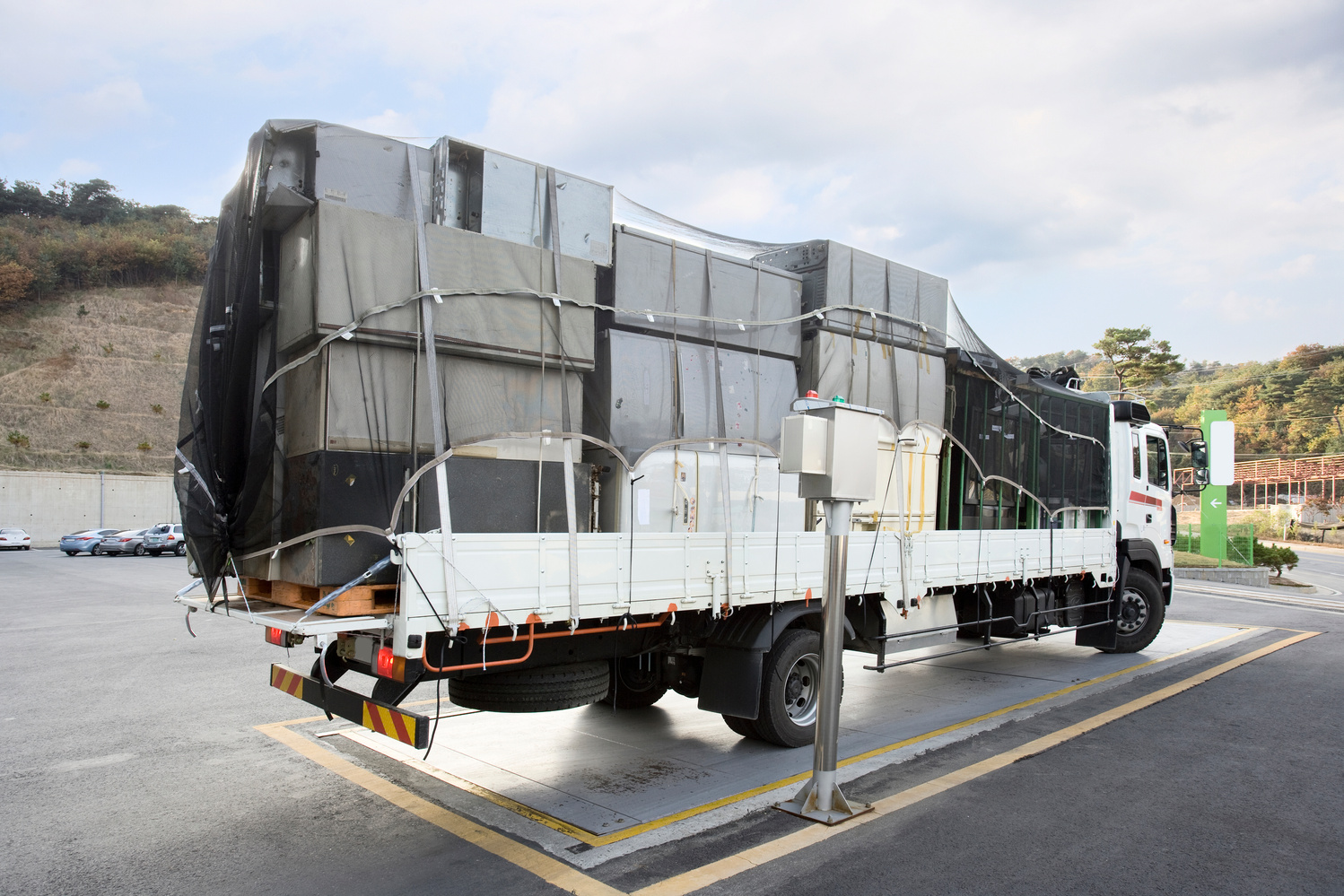 Container truck on scale